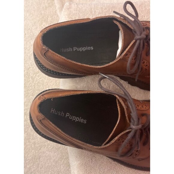 HUSH PUPPIES Nelson Sterling IIV Men Shoes Tan Leather Oxfords Lace Up11W Brogue - Picture 10 of 16